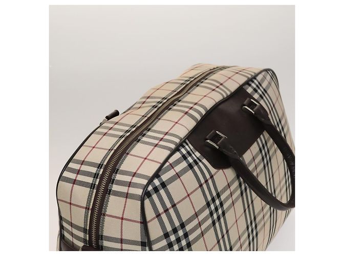 BURBERRY Nova Check Boston Tasche aus Canvas Beige Silber Authentisch ep10002 - Ansicht 6