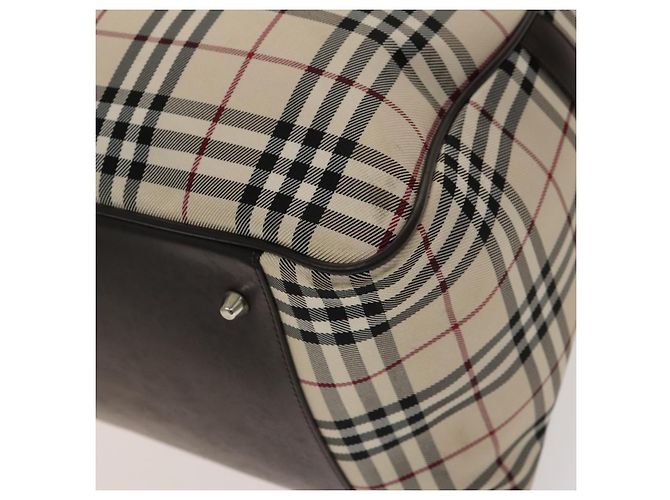 BURBERRY Nova Check Boston Tasche aus Canvas Beige Silber Authentisch ep10002 - Ansicht 9