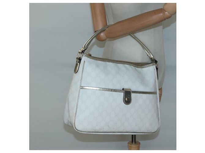 Gucci Borsa GG Supreme in PVC bianco e oro 189898 Auth 135379 D'oro - vista 15