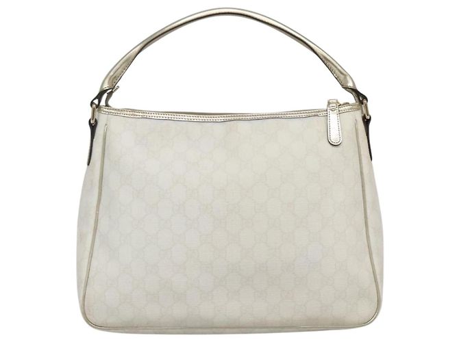 Gucci Borsa GG Supreme in PVC bianco e oro 189898 Auth 135379 D'oro - vista 2