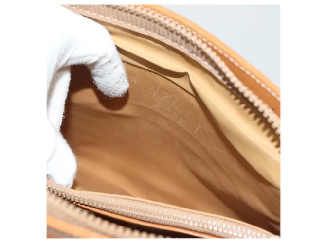 Céline Borsa a Spalla in Tela Macadam CELINE PVC Beige Oro Auth BA4513 D'oro - vista 11