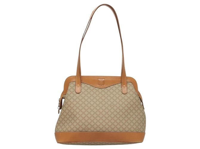 Céline Borsa a Spalla in Tela Macadam CELINE PVC Beige Oro Auth BA4513 D'oro - vista 13