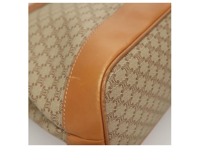 Céline Borsa a Spalla in Tela Macadam CELINE PVC Beige Oro Auth BA4513 D'oro - vista 15