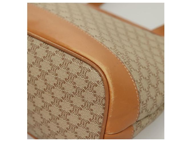 Céline Borsa a Spalla in Tela Macadam CELINE PVC Beige Oro Auth BA4513 D'oro - vista 16