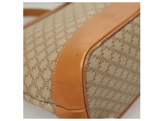 Céline Borsa a Spalla in Tela Macadam CELINE PVC Beige Oro Auth BA4513 D'oro - vista 17