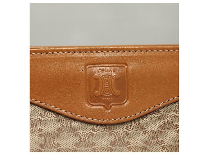 Céline Borsa a Spalla in Tela Macadam CELINE PVC Beige Oro Auth BA4513 D'oro - vista 19