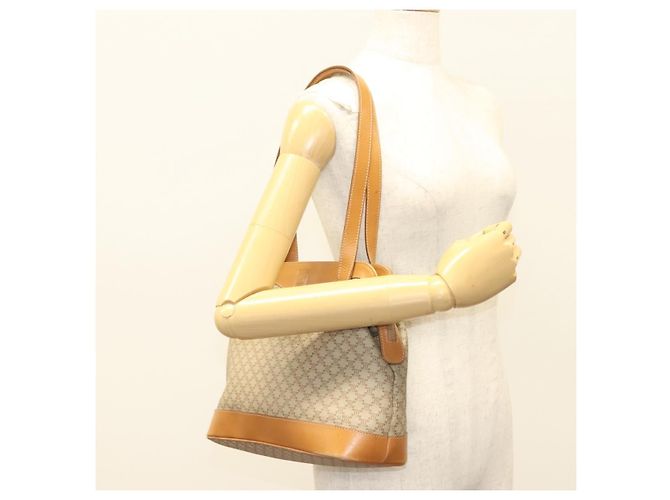 Céline Borsa a Spalla in Tela Macadam CELINE PVC Beige Oro Auth BA4513 D'oro - vista 24