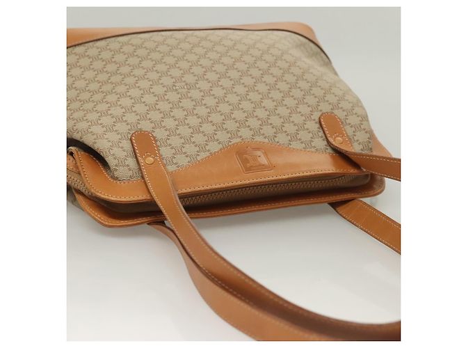 Céline Borsa a Spalla in Tela Macadam CELINE PVC Beige Oro Auth BA4513 D'oro - vista 6