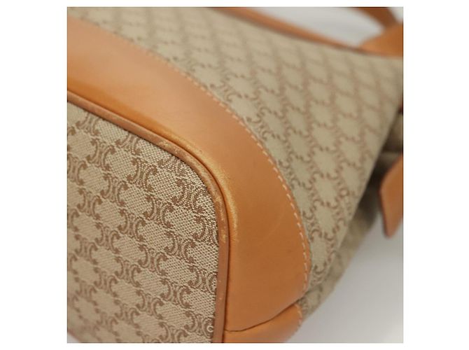 Céline Borsa a Spalla in Tela Macadam CELINE PVC Beige Oro Auth BA4513 D'oro - vista 9