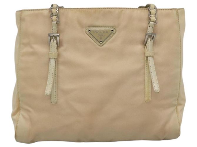 PRADA Borsa a Spalla con Catena Nylon Avorio Argento Auth 137031 Crudo - vista 13