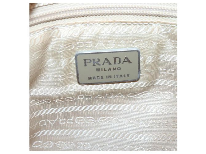 PRADA Borsa a Spalla con Catena Nylon Avorio Argento Auth 137031 Crudo - vista 19
