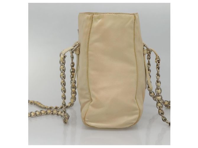 PRADA Borsa a Spalla con Catena Nylon Avorio Argento Auth 137031 Crudo - vista 4