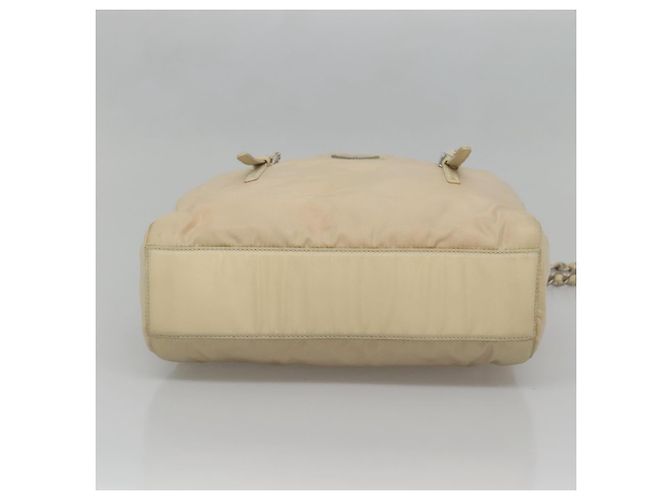 PRADA Borsa a Spalla con Catena Nylon Avorio Argento Auth 137031 Crudo - vista 5