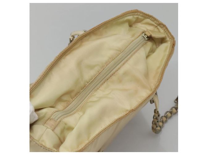 PRADA Borsa a Spalla con Catena Nylon Avorio Argento Auth 137031 Crudo - vista 6