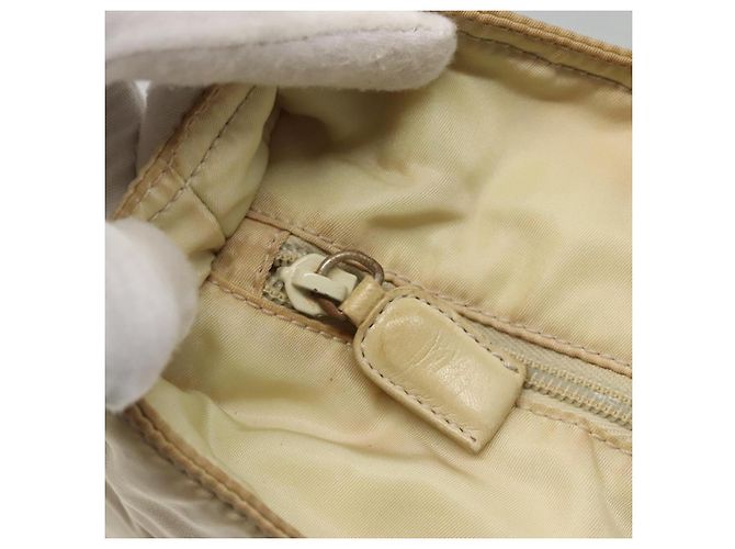 PRADA Borsa a Spalla con Catena Nylon Avorio Argento Auth 137031 Crudo - vista 9