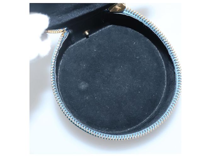 Scatola per Gioielli CHANEL Pelle Caviar Blu Oro CC Auth 136451 D'oro - vista 10
