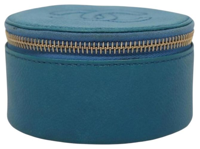 Scatola per Gioielli CHANEL Pelle Caviar Blu Oro CC Auth 136451 D'oro - vista 13