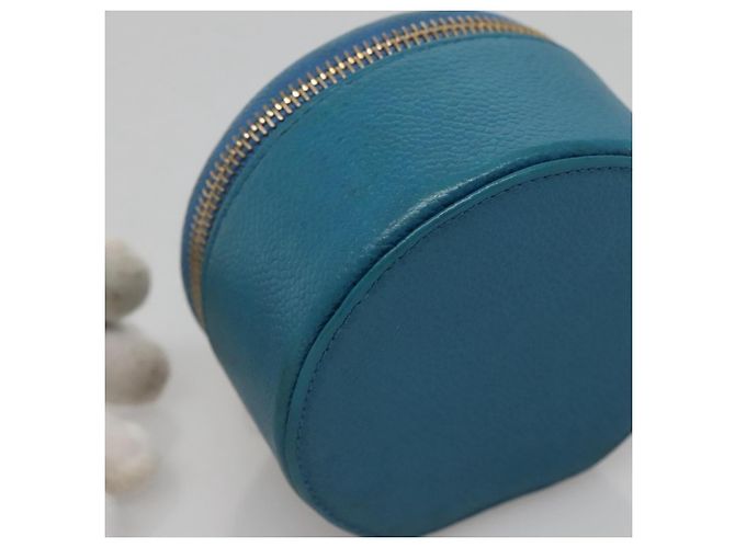 Scatola per Gioielli CHANEL Pelle Caviar Blu Oro CC Auth 136451 D'oro - vista 15