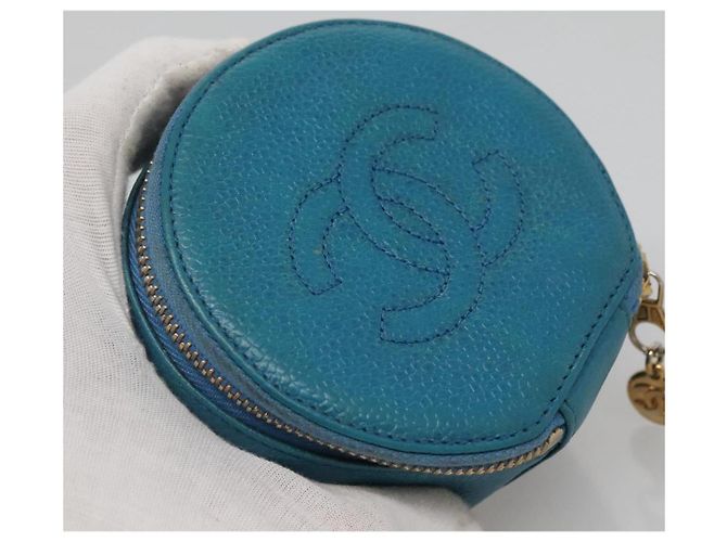 Scatola per Gioielli CHANEL Pelle Caviar Blu Oro CC Auth 136451 D'oro - vista 5