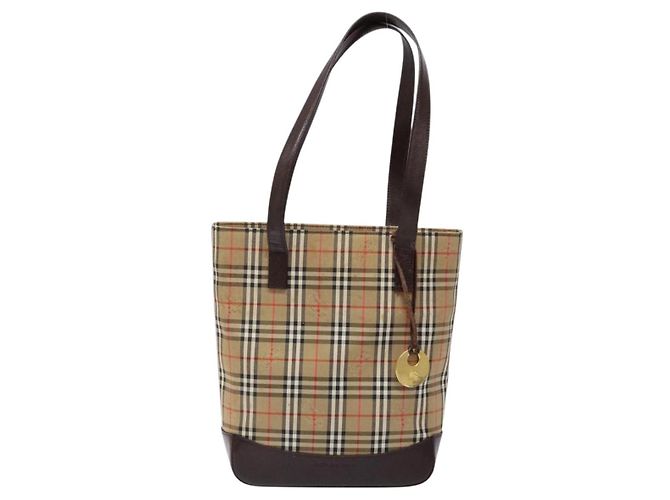 Burberry Borsa Tote Nova Check in tela beige e oro Auth bs28529 D'oro - vista 13