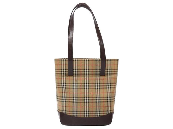 Burberry Borsa Tote Nova Check in tela beige e oro Auth bs28529 D'oro - vista 2