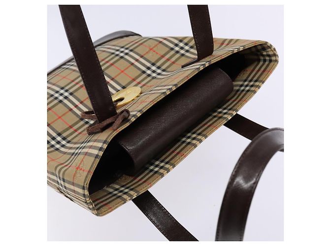 Burberry Borsa Tote Nova Check in tela beige e oro Auth bs28529 D'oro - vista 6