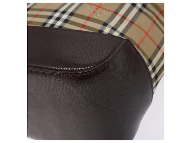 Burberry Borsa Tote Nova Check in tela beige e oro Auth bs28529 D'oro - vista 9