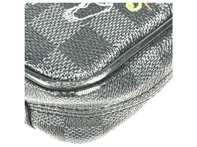 Borsa a Spalla Louis Vuitton Damier Graphite Map Danube PM NM Nero - vista 6