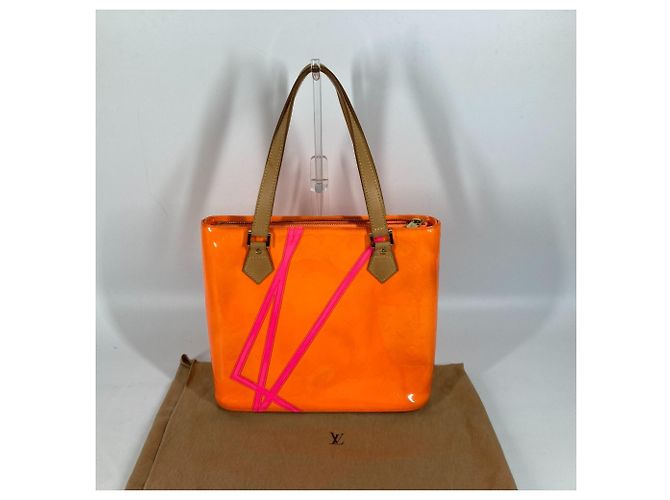 Borsa tote Houston in Monogram Vernis Fluo di Louis Vuitton Rosa Arancione - vista 16