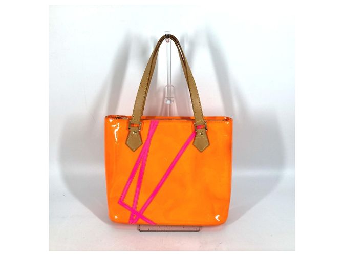 Borsa tote Houston in Monogram Vernis Fluo di Louis Vuitton Rosa Arancione - vista 2