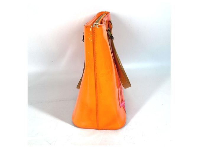 Borsa tote Houston in Monogram Vernis Fluo di Louis Vuitton Rosa Arancione - vista 3