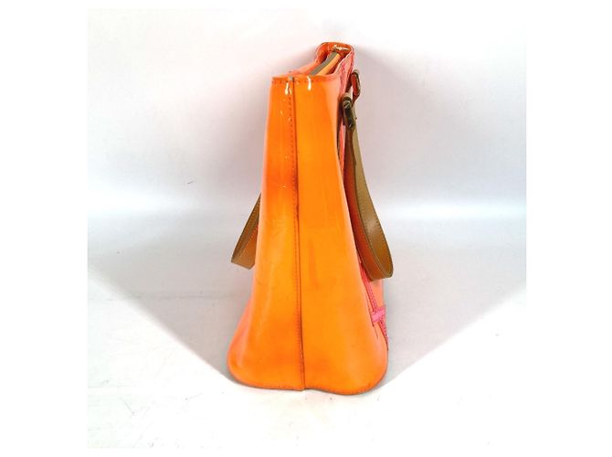 Borsa tote Houston in Monogram Vernis Fluo di Louis Vuitton Rosa Arancione - vista 4