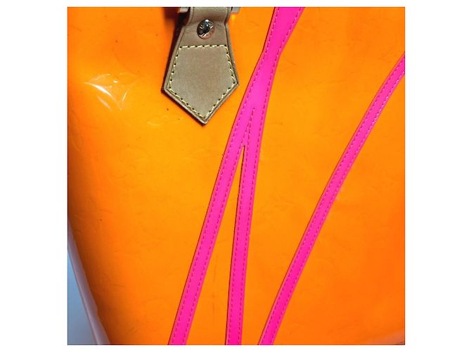 Borsa tote Houston in Monogram Vernis Fluo di Louis Vuitton Rosa Arancione - vista 8