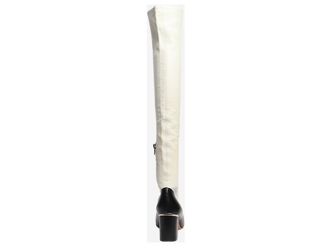 Céline White and black two-tone leather knee-high boots - size EU 39 - view 2