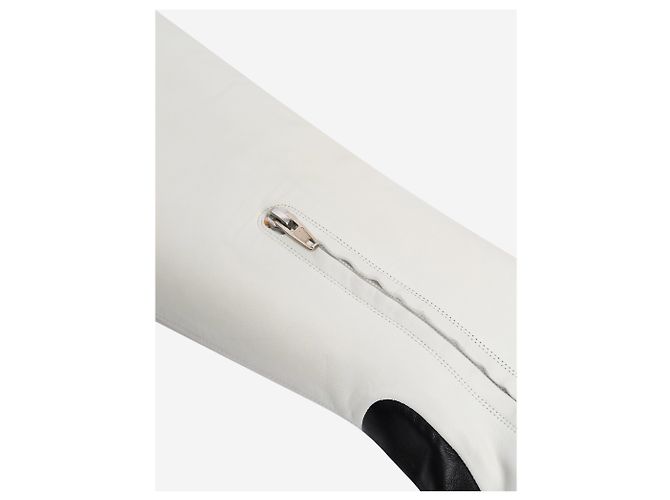Céline White and black two-tone leather knee-high boots - size EU 39 - view 4