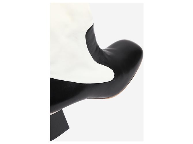 Céline White and black two-tone leather knee-high boots - size EU 39 - view 6