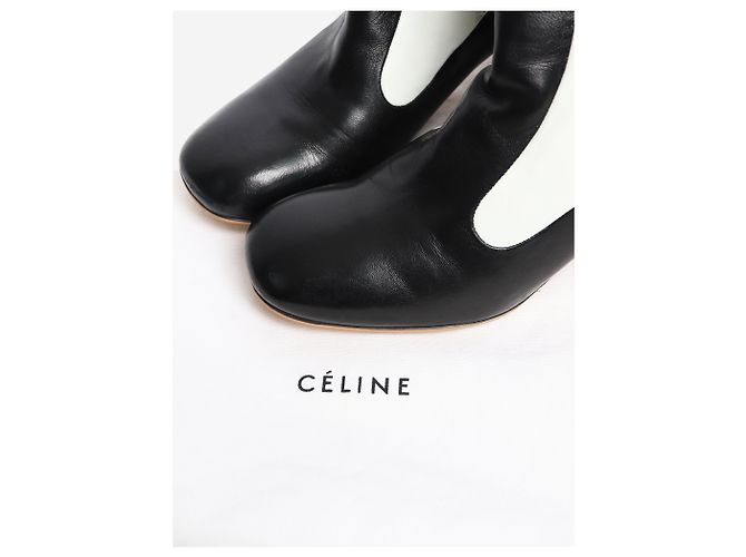 Céline White and black two-tone leather knee-high boots - size EU 39 - view 7