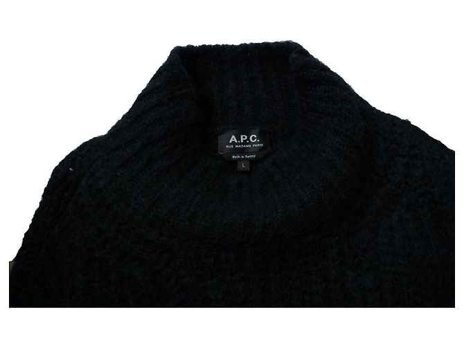 Autre Marque A.P.C., schwarzer gerippter Rollkragenpullover - Ansicht 5