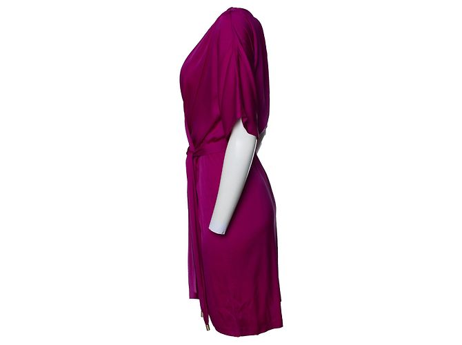 Autre Marque Vestido de seda rosa con cinturón de Diane Von Furstenberg - vista 2
