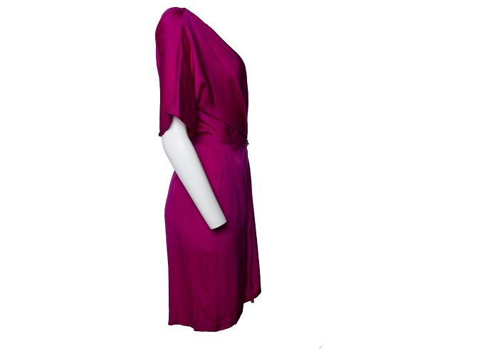 Autre Marque Vestido de seda rosa con cinturón de Diane Von Furstenberg - vista 4