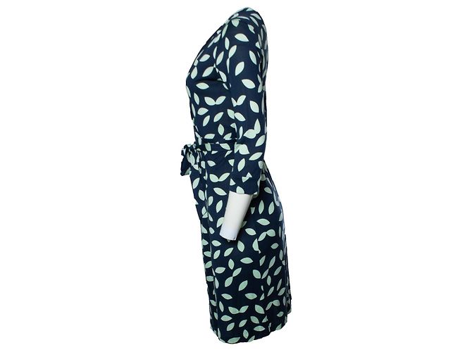 Autre Marque Diane Von Furstenberg, abito a portafoglio in blu e verde - vista 2