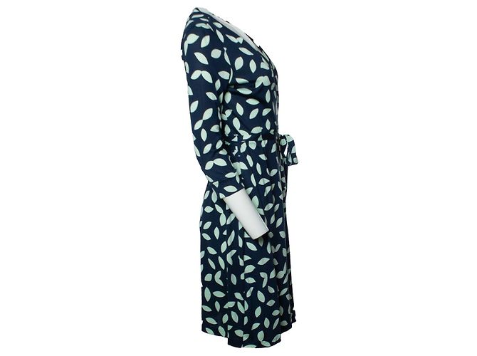 Autre Marque Diane Von Furstenberg, abito a portafoglio in blu e verde - vista 4