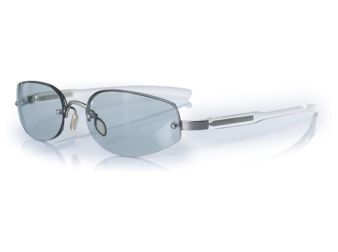 Occhiali da sole in metallo e plastica senza montatura Prada Bianco Grigio - vista 2