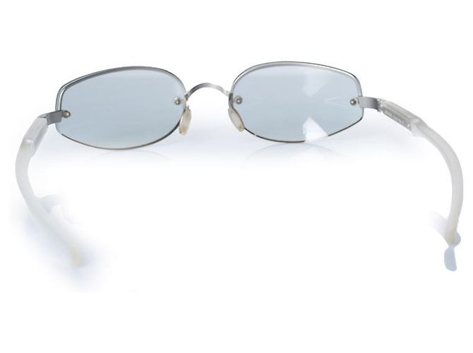 Occhiali da sole in metallo e plastica senza montatura Prada Bianco Grigio - vista 4