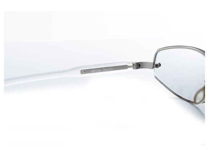 Occhiali da sole in metallo e plastica senza montatura Prada Bianco Grigio - vista 6