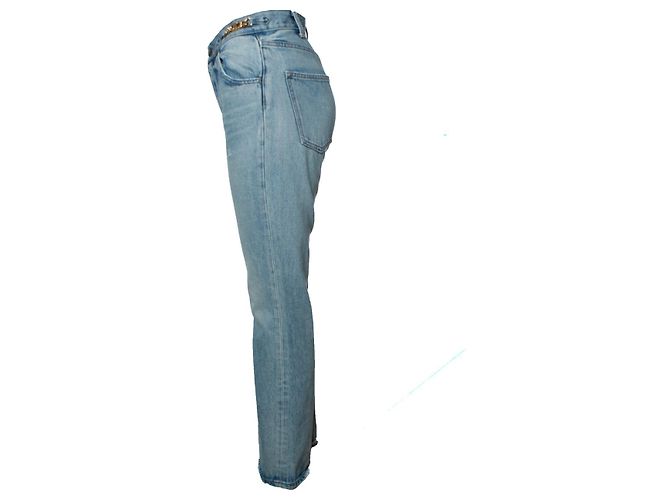 Céline Celine, Jeans azul acampanado con detalles dorados - vista 4