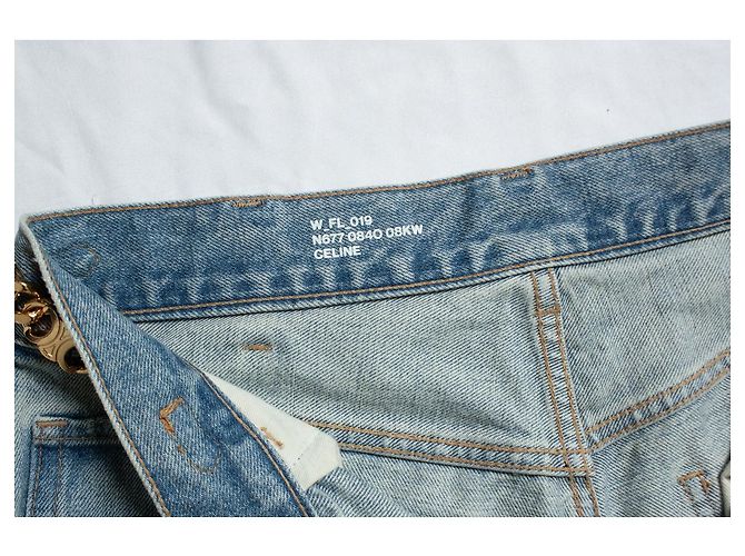 Céline Celine, Jeans azul acampanado con detalles dorados - vista 7
