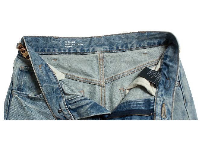 Céline Celine, Jeans azul acampanado con detalles dorados - vista 8
