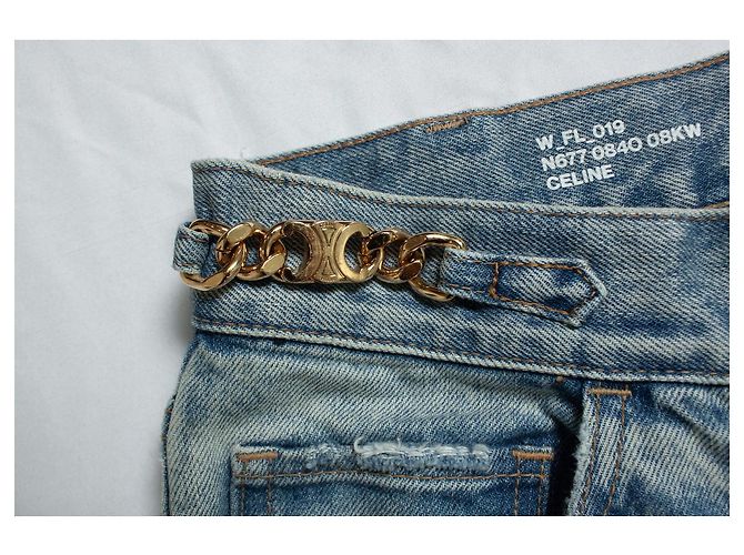 Céline Celine, Jeans azul acampanado con detalles dorados - vista 9