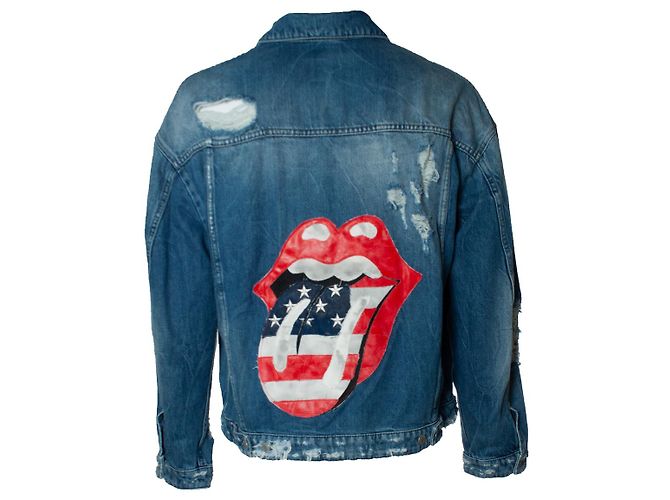 Autre Marque Giacca Rocky senza pelliccia vintage blu Rolling Stones - vista 2